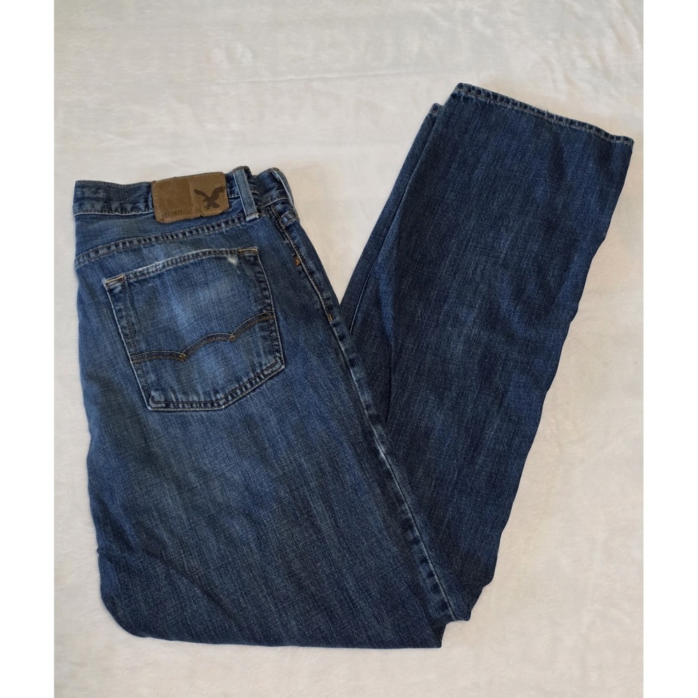 American Eagle Mens 32x34 Original Straight Denim Blue Jeans Cowboy Western